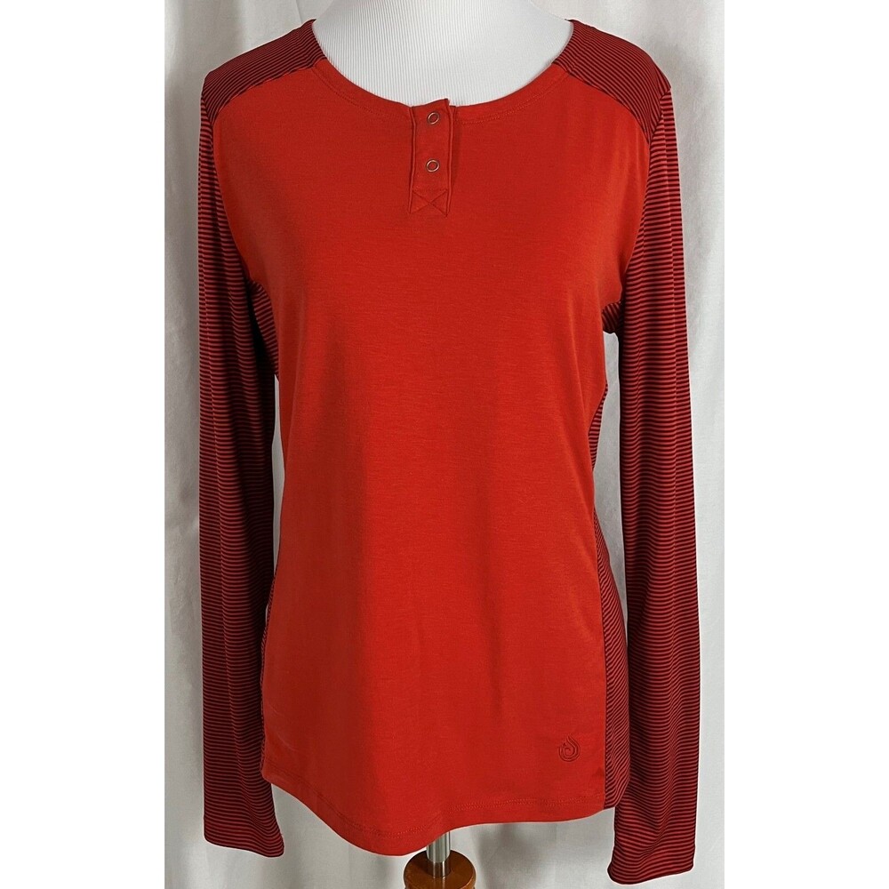 Isis Long Sleeve Athletic Top Womens Medium M Stripe Stretch Blend w/ Spandex